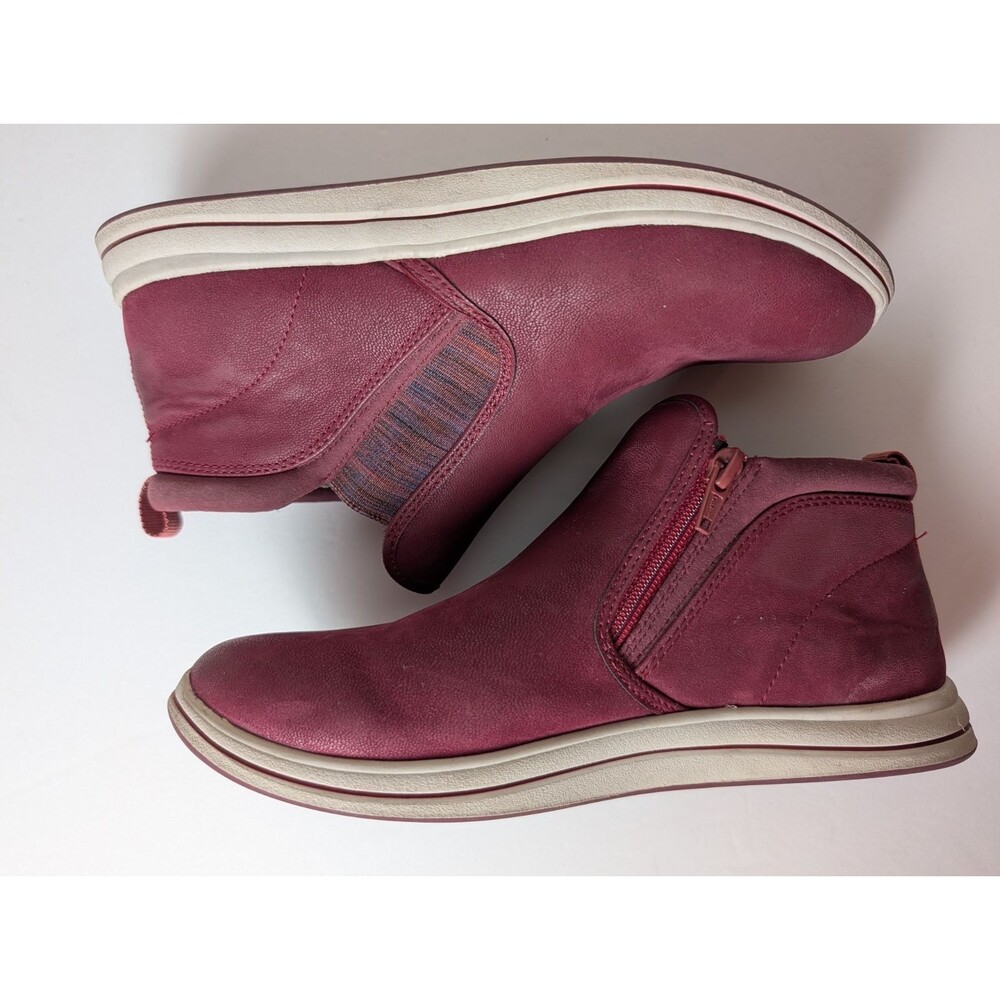 Clarks Breeze Clover Ankle Boots Womens 7W Red Side Zip Cloudstepper Sneaker